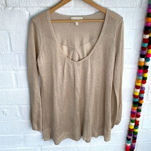 Angel of the North by Anthropologie Metallic Scoop Neck Knit Sweater sz M